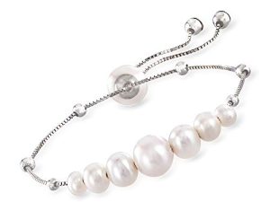 Ross-Simons 4-9.5mm Cultured Pearl Bolo Bracelet in Sterling Silver