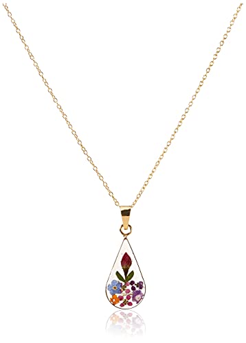 Amazon Collection Sterling Silver/Gold Over Sterling Silver Pressed Flower Pendant Necklace Amazon Collection Sterling Silver/Gold Over Sterling Silver Pressed Flower Pendant Necklace