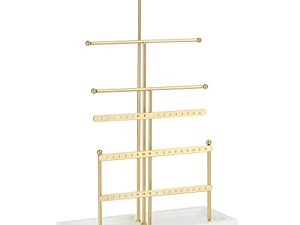 Jewelry Organizer Tabletop Jewelry Holder Stand 6 Tier Jewelry Tree Display Stand with Wood Tray