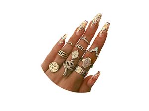 Gold Boho Ring Sets Stackable Knuckle Ring Vintage Snake Finger Rings Set Stacking Joint Midi Trendy Rings Sets for Women Girls