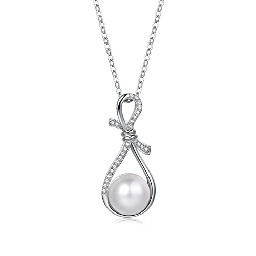 FANCIME Pearl Necklace 9-10mm Genuine Freshwater Pearl in Sterling Silver Infinity Necklaces June Birthstone Pearl Gifts Fine Jewelry for Women FANCIME Pearl Necklace 9-10mm Genuine Freshwater Pearl in Sterling Silver Infinity Necklaces June Birthstone Pearl Gifts Fine Jewelry for Women