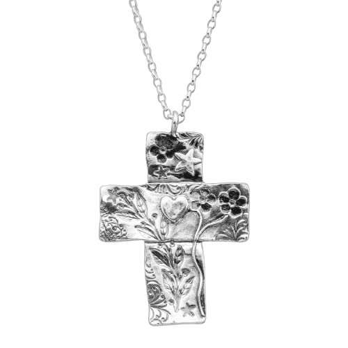Silpada 'Dropmore' Floral Cross Pendant Necklace in Sterling Silver Silpada 'Dropmore' Floral Cross Pendant Necklace in Sterling Silver