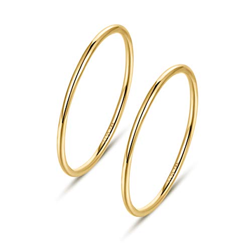 NOKMIT 1mm 14K Gold Filled Rings Stacking Rings for Women Girls Stackable Thin Gold Ring Plain Band Comfort Fit Size 5 to 10 1PC/2PCS/3PCS NOKMIT 1mm 14K Gold Filled Rings Stacking Rings for Women Girls Stackable Thin Gold Ring Plain Band Comfort Fit Size 5 to 10 1PC/2PCS/3PCS