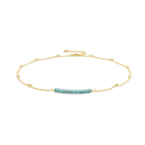 PERNNLA PEARL 18K Gold Satellite Beaded Curb Ball Chain Choker Turquoise Garnet Beads Bar Necklace Handmade Pendant Jewelry Adjustable for Women 16”+ 2” PERNNLA PEARL 18K Gold Satellite Beaded Curb Ball Chain Choker Turquoise Garnet Beads Bar Necklace Handmade Pendant Jewelry Adjustable for Women 16”+ 2”