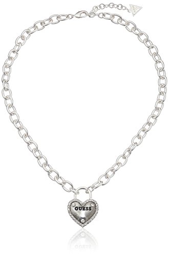 GUESS "Basic" Silver Framed Heart Logo Pendant Necklace GUESS "Basic" Silver Framed Heart Logo Pendant Necklace