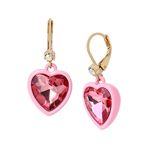 Betsey Johnson Stone Heart Leverback Earrings Betsey Johnson Stone Heart Leverback Earrings