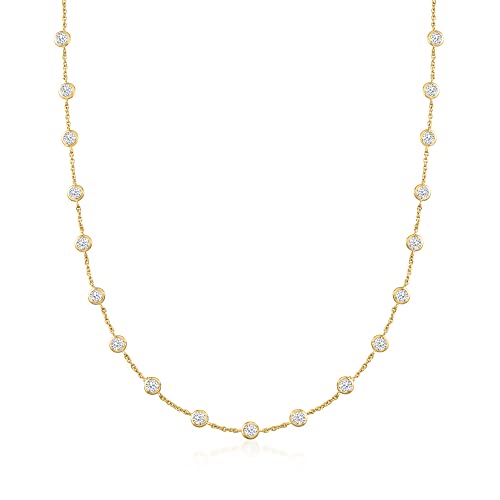 Ross-Simons 10.00 ct. t.w. Bezel-Set CZ Station Necklace in 18kt Gold Over Sterling Ross-Simons 10.00 ct. t.w. Bezel-Set CZ Station Necklace in 18kt Gold Over Sterling