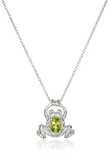Amazon Essentials Sterling Silver Genuine Peridot Frog Pendant Necklace Amazon Essentials Sterling Silver Genuine Peridot Frog Pendant Necklace