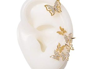 Vercret Gold Cuff Earrings for Women - No Piercing Cartilage Ear Cuff CZ Adjustable Ear Clip Wrap Around Earring for Girls