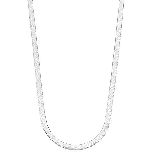 Miabella 925 Sterling Silver Italian Solid 4.5mm Flexible Flat Herringbone Chain Necklace Men Women Miabella 925 Sterling Silver Italian Solid 4.5mm Flexible Flat Herringbone Chain Necklace Men Women