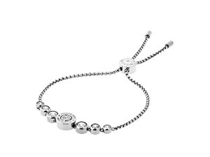 Michael Kors Women's Stainless Steel Silver-Tone Slider Bracelet with Crystal Accents