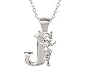 Disney Tinkerbell Initial Silver Pendant Necklace