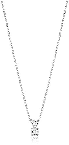 14k White Gold 16" Adjustable to 18" 4-Prong Set Round-Cut Diamond Pendant (1/5 cttw 14k White Gold 16" Adjustable to 18" 4-Prong Set Round-Cut Diamond Pendant (1/5 cttw