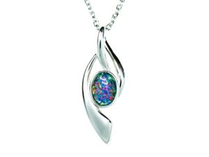 Australian Triplet Opal Necklace - Genuine Australian Triplets Opal Necklace Pendant in Sterling Silver White Gold Plated Women's Jewelry (Multi Color)