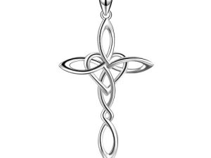 Celtic Knot Cross Pendant Necklace Sterling Silver Religious Irish Infinity Love Heart Irish Celtics Necklace Jewelry Mothers Day Birthday Gifts for Women Girls
