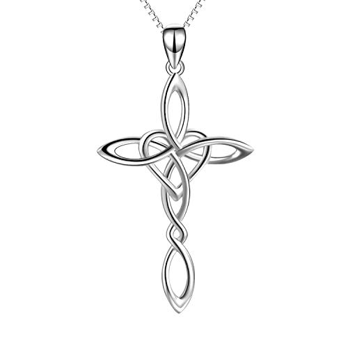 Celtic Knot Cross Pendant Necklace Sterling Silver Religious Irish Infinity Love Heart Irish Celtics Necklace Jewelry Mothers Day Birthday Gifts for Women Girls Celtic Knot Cross Pendant Necklace Sterling Silver Religious Irish Infinity Love Heart Irish Celtics Necklace Jewelry Mothers Day Birthday Gifts for Women Girls