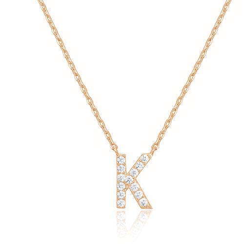 PAVOI 14K Rose Gold Plated Cubic Zirconia Initial Necklace | Letter Necklaces for Women | K Initial PAVOI 14K Rose Gold Plated Cubic Zirconia Initial Necklace | Letter Necklaces for Women | K Initial