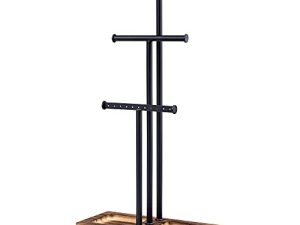 Love-KANKEI Jewelry Organizer Stand Metal & Wood Base and Large Storage Necklaces Bracelets Earrings Holder Organizer Black and Carbonized Black