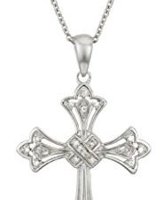Amazon Collection Sterling Silver Diamond Accent Cross Pendant Necklace