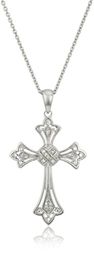 Amazon Collection Sterling Silver Diamond Accent Cross Pendant Necklace Amazon Collection Sterling Silver Diamond Accent Cross Pendant Necklace