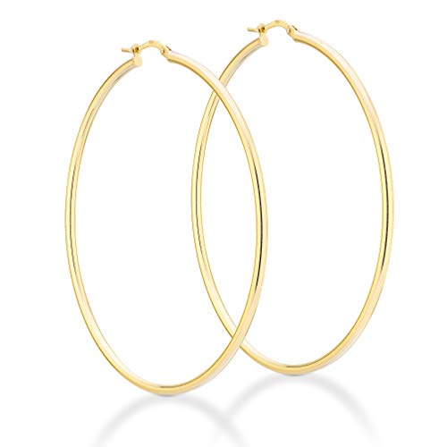 Miabella 18K Gold Over Sterling Silver 2mm High Polished Round Tube Hoop Earrings for Women Men Girls Lightweight Earrings Made in Italy Miabella 18K Gold Over Sterling Silver 2mm High Polished Round Tube Hoop Earrings for Women Men Girls Lightweight Earrings Made in Italy