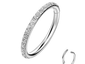 20G 18G 16G Clear CZ Nose Rings Hoop 316L Surgical Steel Cartilage Earrings Hoop 5-12mm Piercing Jewelry Daith Helix Rook Tragus Piercing Jewelry Stainless Steel Earring Silver Conch Piercing Jewelry