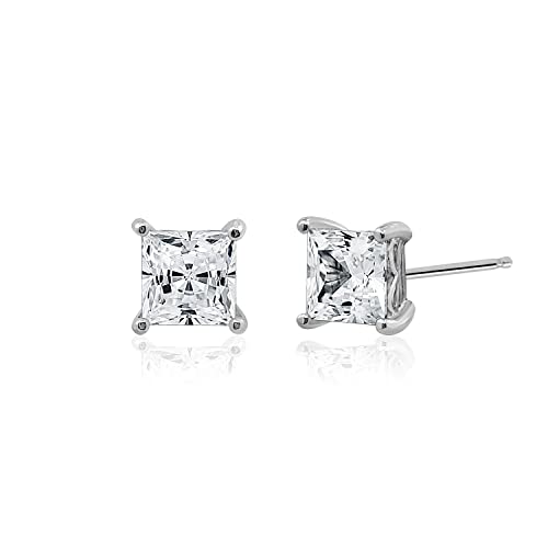 Amazon Collection Platinum or Gold-Plated Sterling Silver Infinite Elements Zirconia Princess-Cut Stud Earrings Amazon Collection Platinum or Gold-Plated Sterling Silver Infinite Elements Zirconia Princess-Cut Stud Earrings