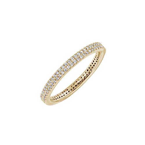 Amazon Essentials 14K Gold or Rhodium Plated Double Row Pave Eternity Ring Amazon Essentials 14K Gold or Rhodium Plated Double Row Pave Eternity Ring