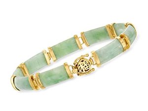 Ross-Simons Jade"Good Fortune" Bracelet in 18kt Gold Over Sterling