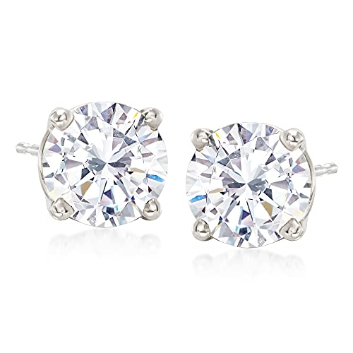 Ross-Simons Round CZ Stud Earrings in 14kt White Gold Ross-Simons Round CZ Stud Earrings in 14kt White Gold