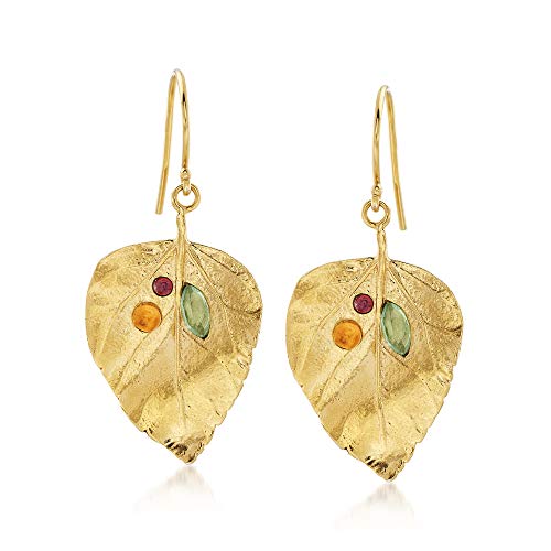 Ross-Simons 1.40 ct. t.w. Multi-Stone Leaf Drop Earrings in 18kt Yellow Gold Over Sterling Ross-Simons 1.40 ct. t.w. Multi-Stone Leaf Drop Earrings in 18kt Yellow Gold Over Sterling