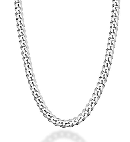 Miabella Solid 925 Sterling Silver Italian 5mm Diamond Cut Cuban Link Curb Chain Necklace for Women Men Miabella Solid 925 Sterling Silver Italian 5mm Diamond Cut Cuban Link Curb Chain Necklace for Women Men