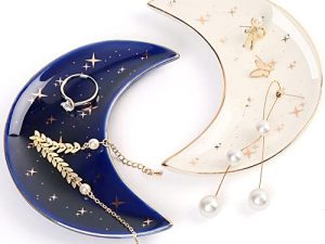 LotFancy 2PCS Moon Ring Holder Dish