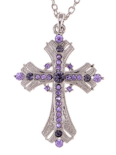 Alilang Silvery Tone Religious Cross Pendant Necklace w/Aquamarine Blue Or Clear Crystal Rhinestones Alilang Silvery Tone Religious Cross Pendant Necklace w/Aquamarine Blue Or Clear Crystal Rhinestones