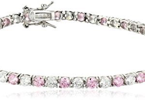 Amazon Collection .925 Sterling Silver Alternating AAA Cubic Zirconia Tennis Bracelet