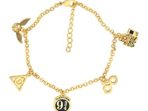 Harry Potter Womens Charm Bracelets - 7-inch Bracelet with Harry Potter Charms - Harry Potter Jewelry