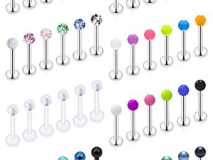 SCERRING 16g Lip Rings Labret Monroe Lip Rings Nail Tragus Helix Cartilage Earrings Studs Ring Medusa Piercing Jewelry Retainer 8mm 10mm 48PCS