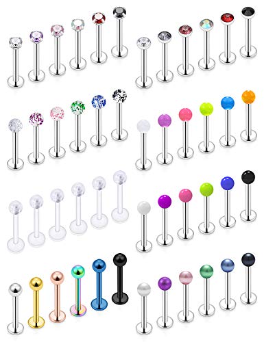 SCERRING 16g Lip Rings Labret Monroe Lip Rings Nail Tragus Helix Cartilage Earrings Studs Ring Medusa Piercing Jewelry Retainer 8mm 10mm 48PCS SCERRING 16g Lip Rings Labret Monroe Lip Rings Nail Tragus Helix Cartilage Earrings Studs Ring Medusa Piercing Jewelry Retainer 8mm 10mm 48PCS