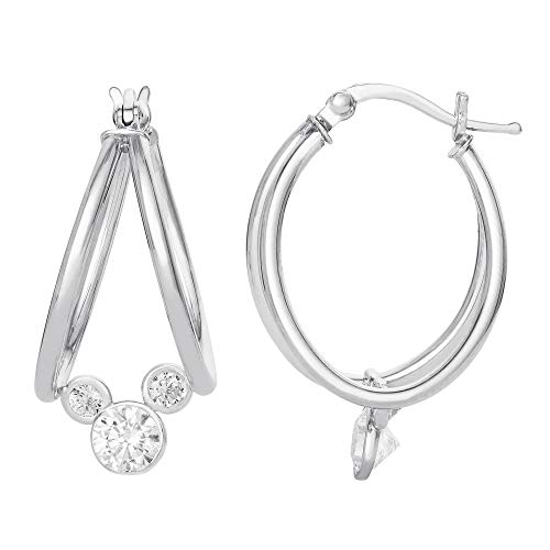 Disney Mickey Mouse Captured Hoop Earrings Sterling Silver Cubic Zirconia Jewelry for Women Disney Mickey Mouse Captured Hoop Earrings Sterling Silver Cubic Zirconia Jewelry for Women
