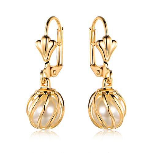Barzel 18K Gold Plated Pearl Dangling Drop Earrings Barzel 18K Gold Plated Pearl Dangling Drop Earrings