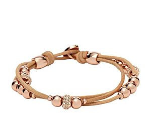 Fossil Women's Stainless Steel and Genuine Leather Bracelet