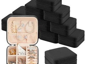 12 Pcs Travel Jewelry Case Bridesmaid Gift Boxes Jewelry Travel Organizer Small Jewelry Box Mini Storage Organizer Storage Box for Women Girls Bridesmaid Gift (Black)