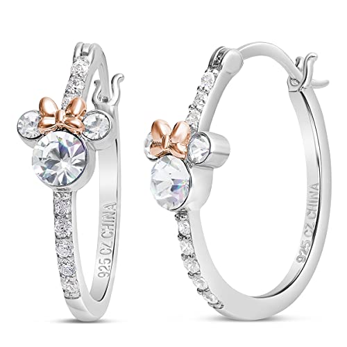 Disney Jewelry for Women Minnie Mouse Sterling Silver Cubic Zirconia Hoop Earrings Disney Jewelry for Women Minnie Mouse Sterling Silver Cubic Zirconia Hoop Earrings