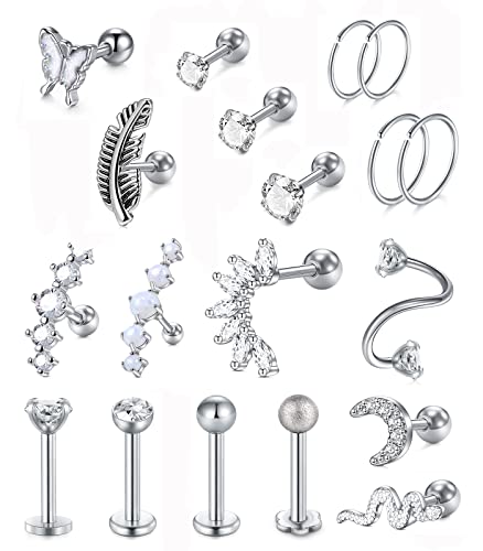 vcmart 16G Cartilage Earring Stud Hoop Tragus Cartilage Piercing Jewelry Surgical Steel Cartilage Earrings for Women Tragus Helix Earrings Forward Helix Piercing Jewelry Conch Piercing Jewelry vcmart 16G Cartilage Earring Stud Hoop Tragus Cartilage Piercing Jewelry Surgical Steel Cartilage Earrings for Women Tragus Helix Earrings Forward Helix Piercing Jewelry Conch Piercing Jewelry