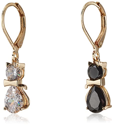 Betsey Johnson CZ Cat Mismatched Drop Earrings Betsey Johnson CZ Cat Mismatched Drop Earrings