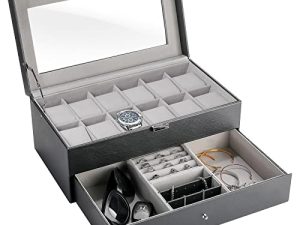 ProCase 12 Slots Watch Box Watch Case for Men Women