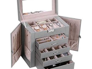 ANWBROAD Jewelry Box with Removable Drawers for Women Large Jewelry Organizer in Different Ways for All Your Jewelry Sturdy Jewelry Case JJB003H