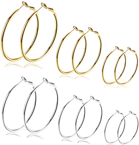 Cocadant 6 Pairs Big Gold Hoop Earrings for Women Girls Set Cocadant 6 Pairs Big Gold Hoop Earrings for Women Girls Set
