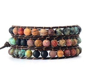 Starto Boho Wrap Bracelets Natural Jasper Crystal Stone Variety Beads Strand Bracelet…