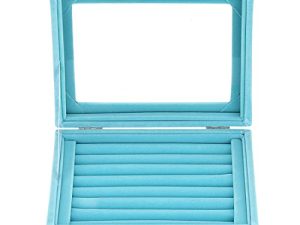 GSLSTGS Velvet Glass Jewelry Display Storage Box Ring Earrings Jewelry Box Ring Holder Case
